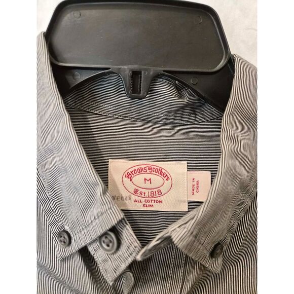 Brooks Brothers Milano Slim Fit Button-Down Shirt, L Striped Poplin, Old Money - Picture 2 of 8